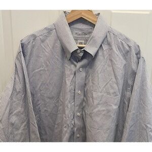 Brooks Brothers Blue Grid Plaid Button Down Long Sleeve Mens Shirt‎ 17.5 35/36